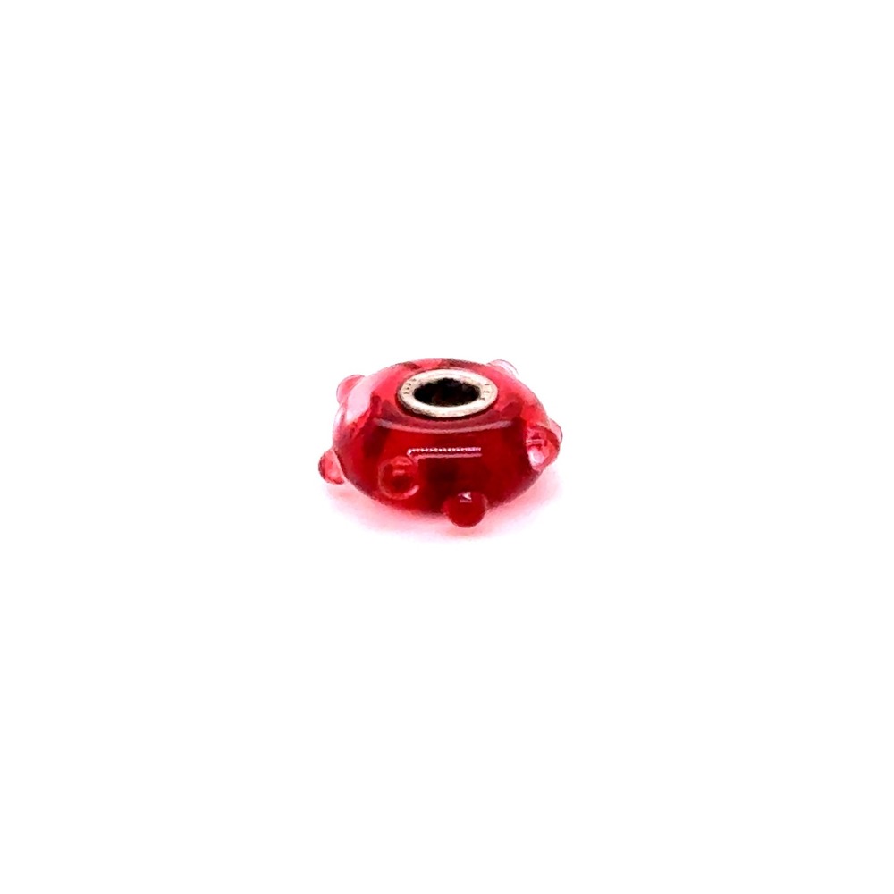 Trollbeads Red Armadillo Glass Bead Sterling Silver Core Charm LAA 925S